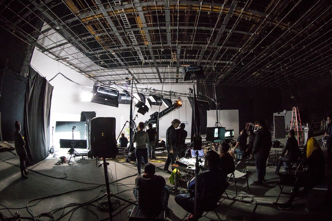 Professional TV studio setup with lighting rigs and cameras